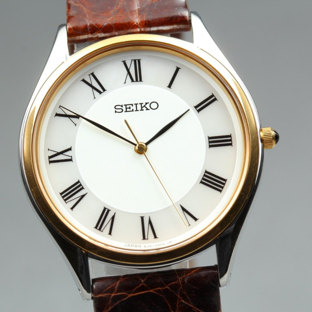 Near MINT SEIKO Dolce 8J41-0AJ0 Silver/White Quartz 32.8mm Men's Watch