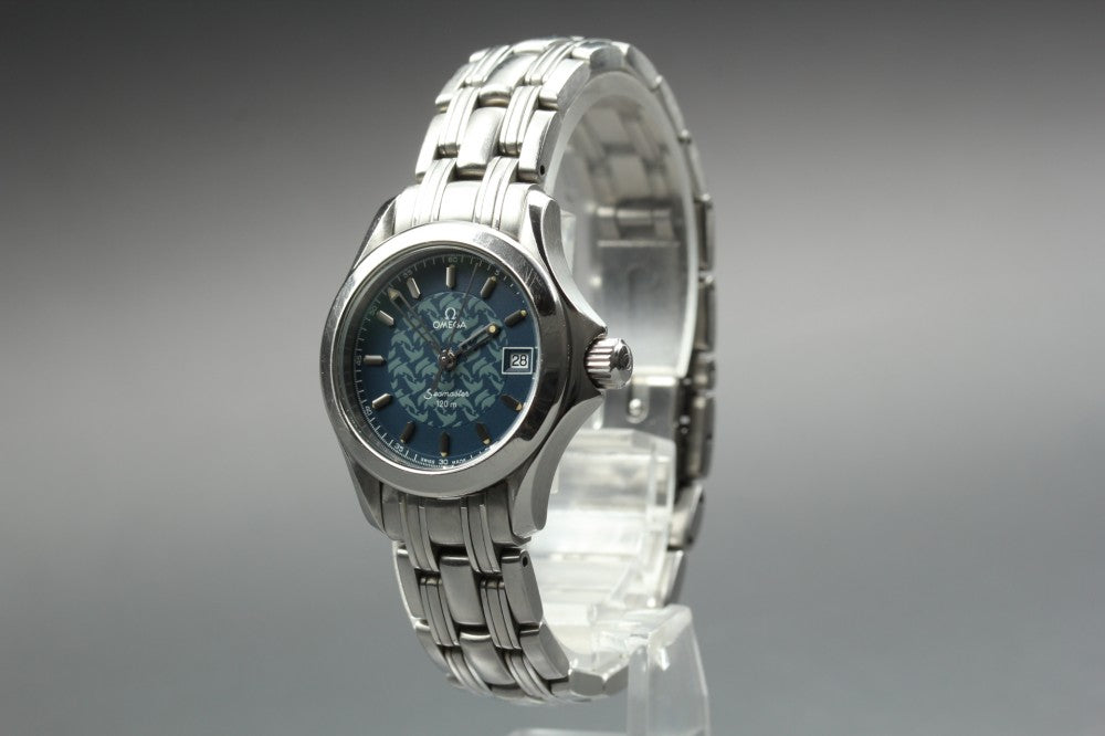 Near MINT OMEGA Seamaster 596.1512 Cal.1424 Blue Quartz 28mm Ladies Watch 1997