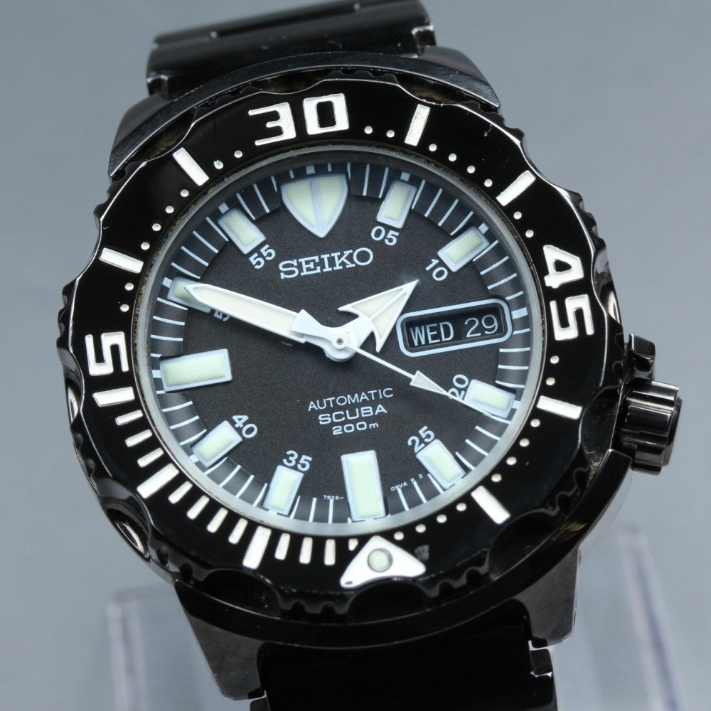 Near MINT SEIKO Night Monster SZEN002/7S26-03G0 Black Auto 41.4mm Men's Watch