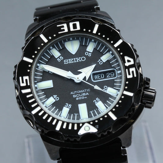 Near MINT SEIKO Night Monster SZEN002/7S26-03G0 Black Auto 41.4mm Men's Watch