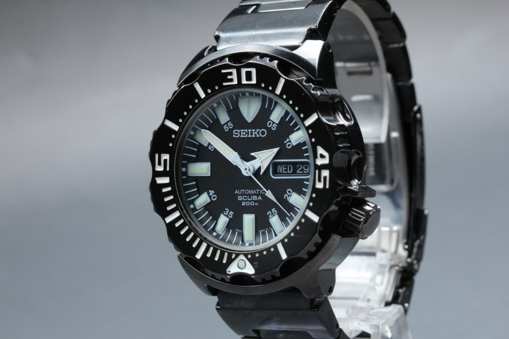 Near MINT SEIKO Night Monster SZEN002/7S26-03G0 Black Auto 41.4mm Men's Watch