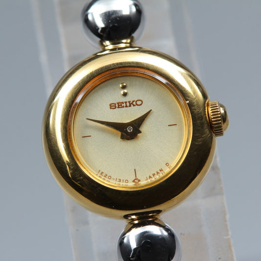Near MINT SEIKO Tisse 1E20-0070 Gold Quartz 14.5mm Ladies Watch 1996