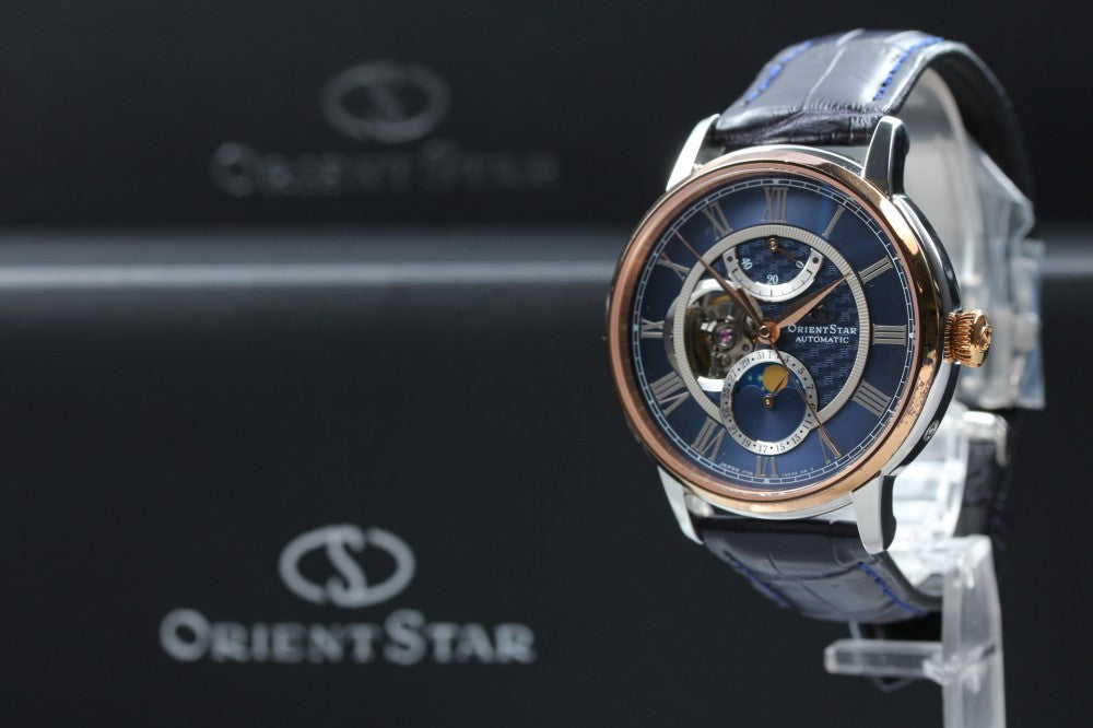 Near MINT Orient Star Classic Mechanical Moon Phase F7X6-UAD0 Blue Auto 39.5mm Men's Watch