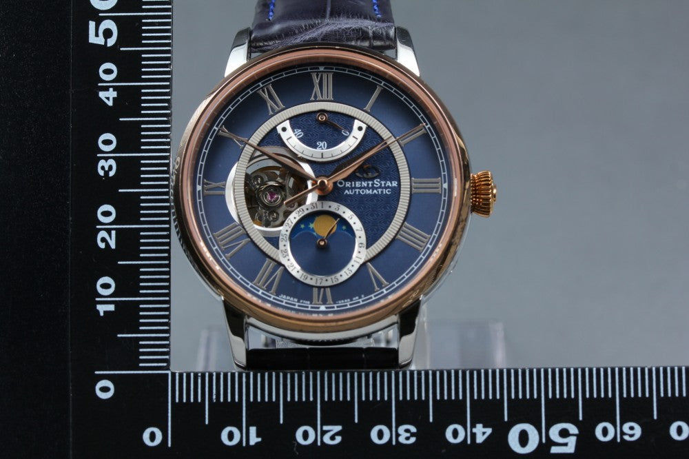 Near MINT Orient Star Classic Mechanical Moon Phase F7X6-UAD0 Blue Auto 39.5mm Men's Watch