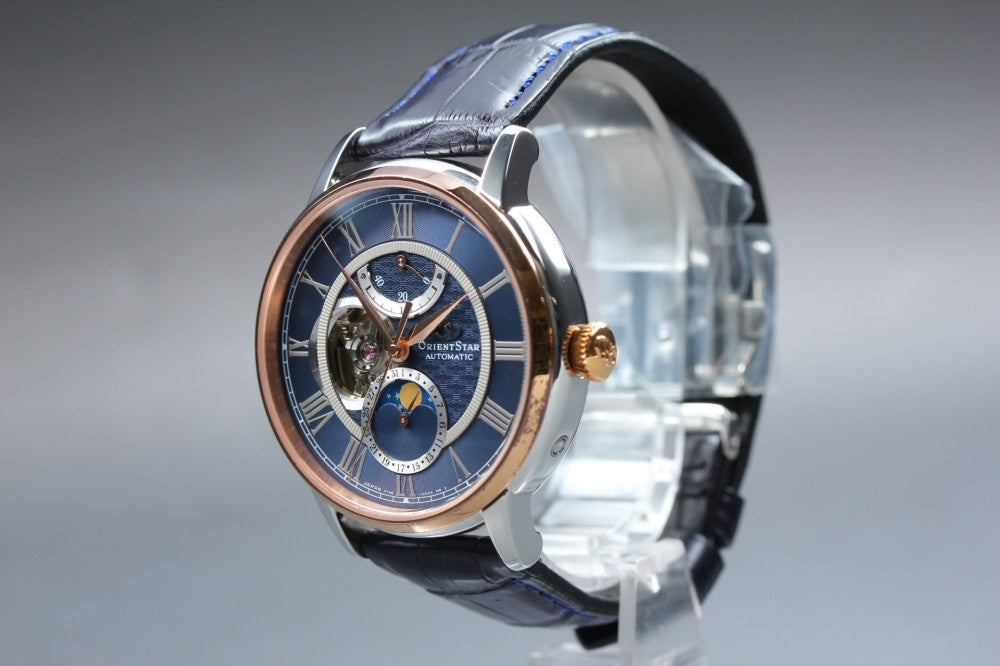 Near MINT Orient Star Classic Mechanical Moon Phase F7X6-UAD0 Blue Auto 39.5mm Men's Watch