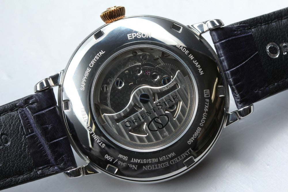 Near MINT Orient Star Classic Mechanical Moon Phase F7X6-UAD0 Blue Auto 39.5mm Men's Watch