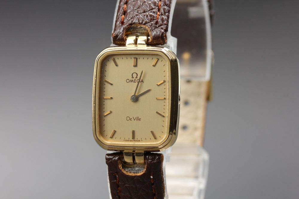 Near MINT OMEGA De Ville Cal.1387 Gold Quartz 19.6mm Ladies Watch