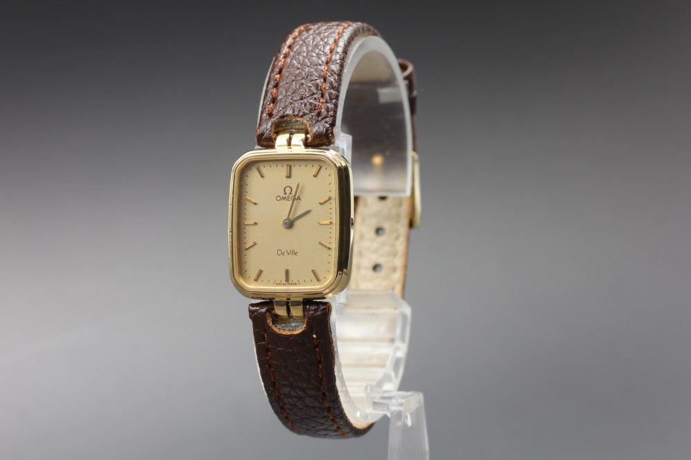 Near MINT OMEGA De Ville Cal.1387 Gold Quartz 19.6mm Ladies Watch