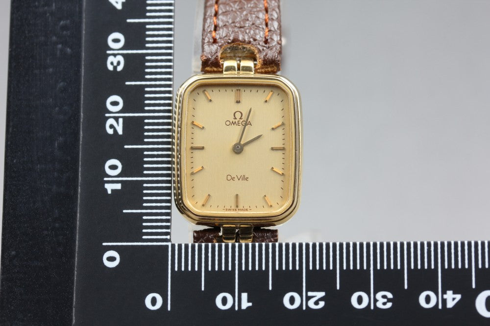 Near MINT OMEGA De Ville Cal.1387 Gold Quartz 19.6mm Ladies Watch