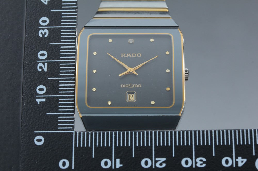 Near MINT RADO Diastar 129.0266.3 Black Quartz 28.2mm Men's Watch