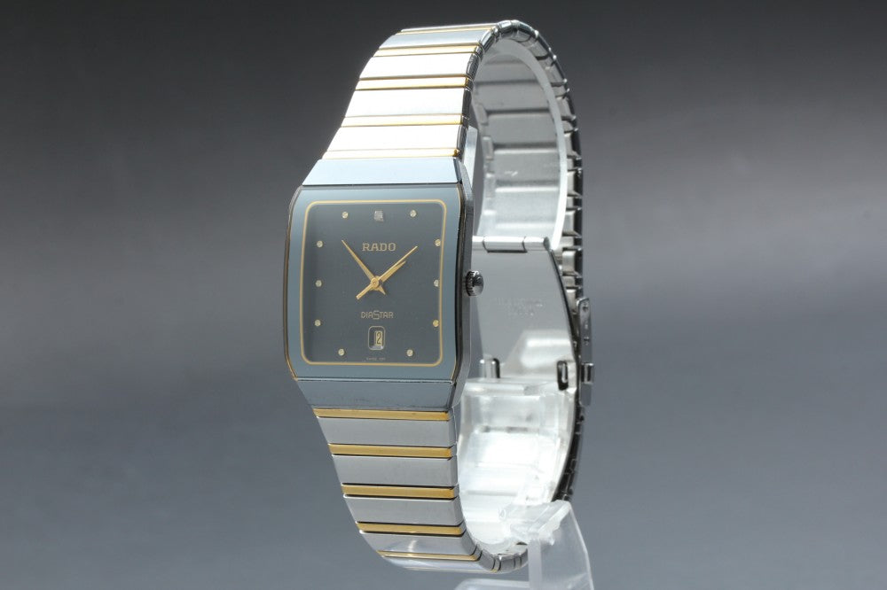 Near MINT RADO Diastar 129.0266.3 Black Quartz 28.2mm Men's Watch