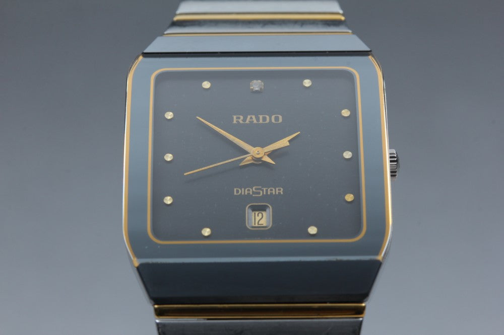 Near MINT RADO Diastar 129.0266.3 Black Quartz 28.2mm Men's Watch