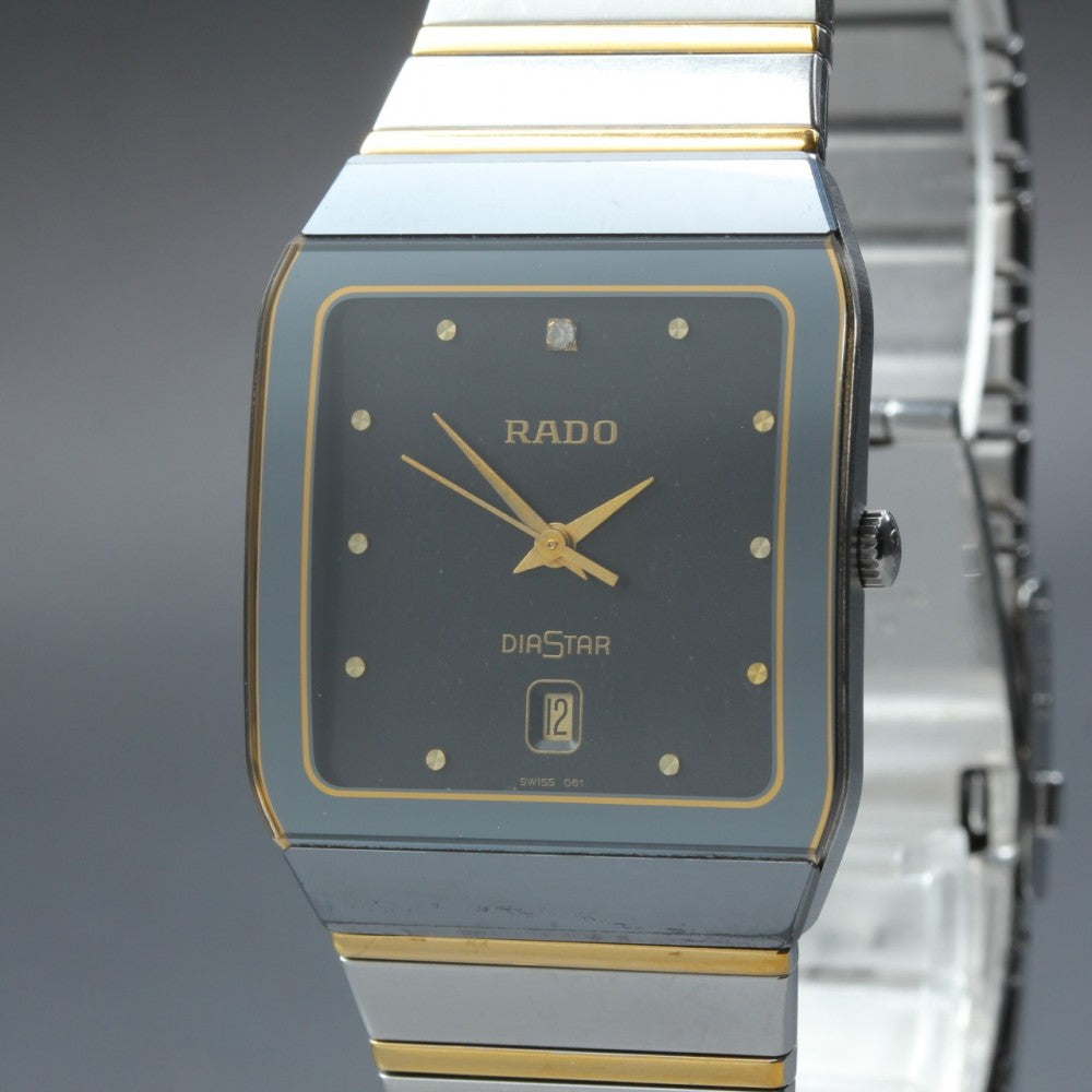 Near MINT RADO Diastar 129.0266.3 Black Quartz 28.2mm Men's Watch
