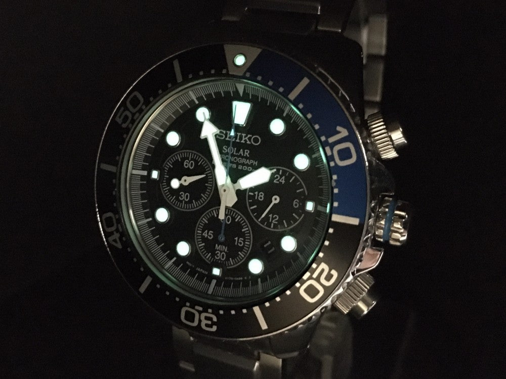 Near MINT SEIKO Prospex V175-0AD0 Black Solar 42.6mm Men's Watch