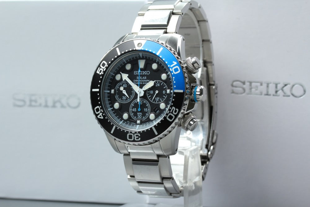 Near MINT SEIKO Prospex V175-0AD0 Black Solar 42.6mm Men's Watch
