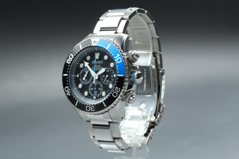 Near MINT SEIKO Prospex V175-0AD0 Black Solar 42.6mm Men's Watch