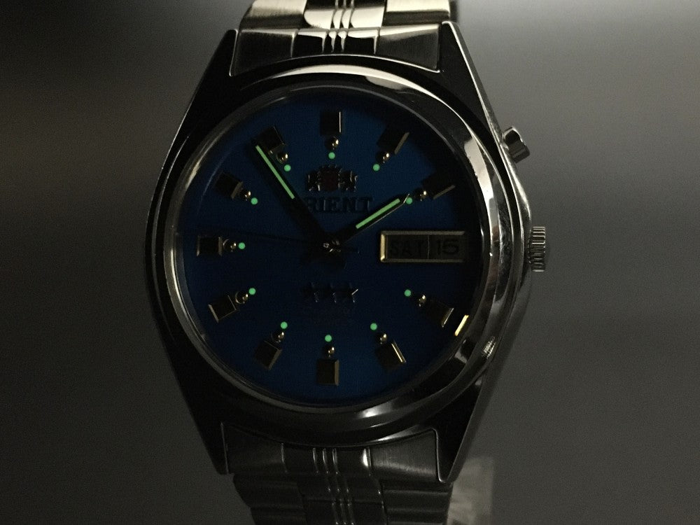 Near MINT ORIENT 3 Star EM69-C0 Blue Auto 36mm Men's Watch