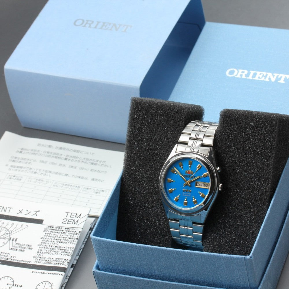 Near MINT ORIENT 3 Star EM69-C0 Blue Auto 36mm Men's Watch