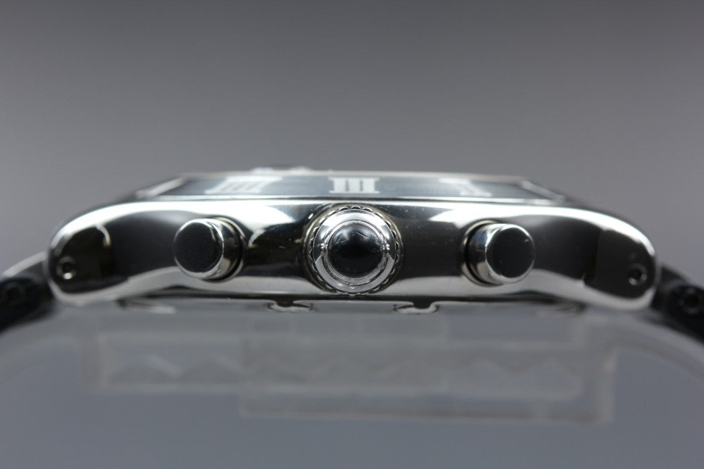 Near MINT Cartier Must 21 Chronoscaph 2424 Black Quartz 36.7mm Men's Watch