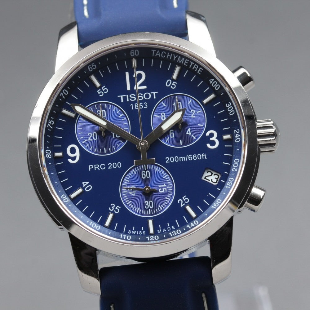 Near MINT TISSOT PRC200 Chronograph T461 Blue Quartz 38.4mm Men's Watch