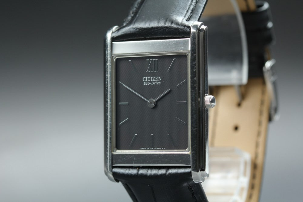 Near MINT CITIZEN Stiletto G820-T011667 Black Eco-Drive 27.2mm Men's Watch 2002