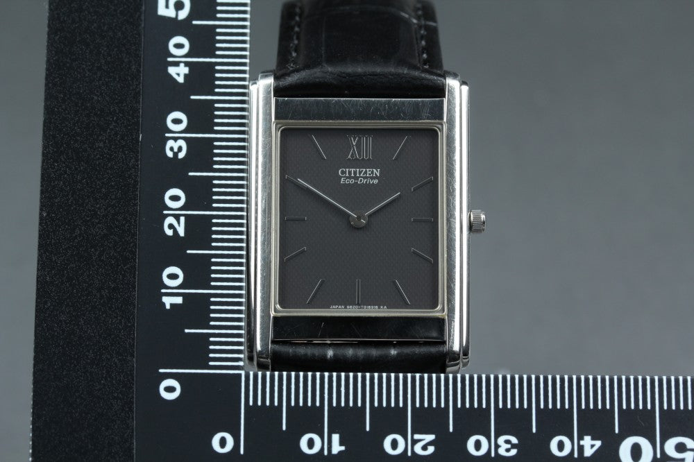 Near MINT CITIZEN Stiletto G820-T011667 Black Eco-Drive 27.2mm Men's Watch 2002