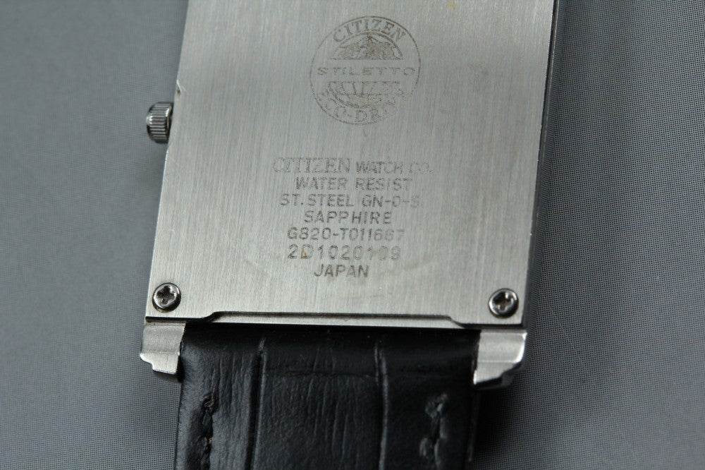 Near MINT CITIZEN Stiletto G820-T011667 Black Eco-Drive 27.2mm Men's Watch 2002