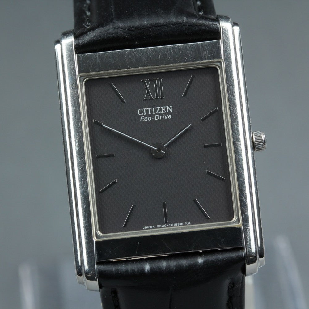 Near MINT CITIZEN Stiletto G820-T011667 Black Eco-Drive 27.2mm Men's Watch 2002