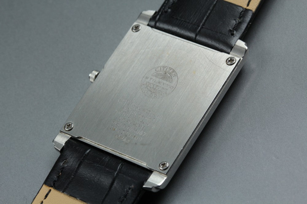 Near MINT CITIZEN Stiletto G820-T011667 Black Eco-Drive 27.2mm Men's Watch 2002