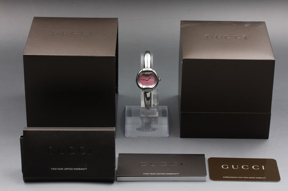 Near MINT GUCCI 1400L Pink Quartz 25.4mm Ladies Watch