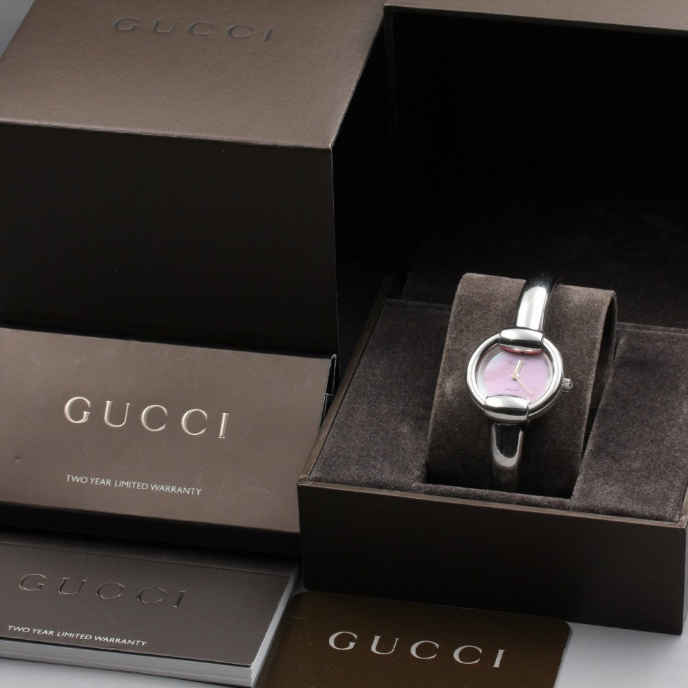Near MINT GUCCI 1400L Pink Quartz 25.4mm Ladies Watch