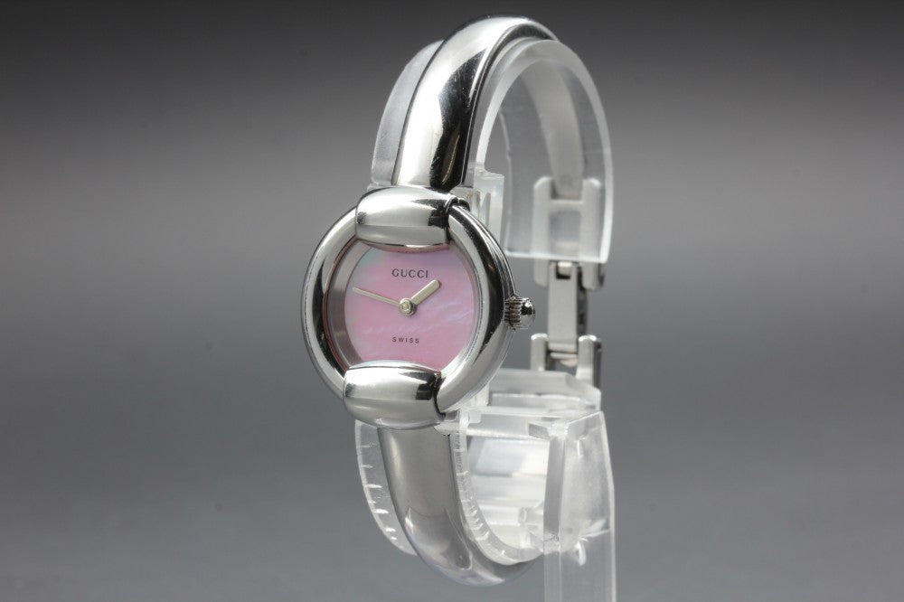 Near MINT GUCCI 1400L Pink Quartz 25.4mm Ladies Watch