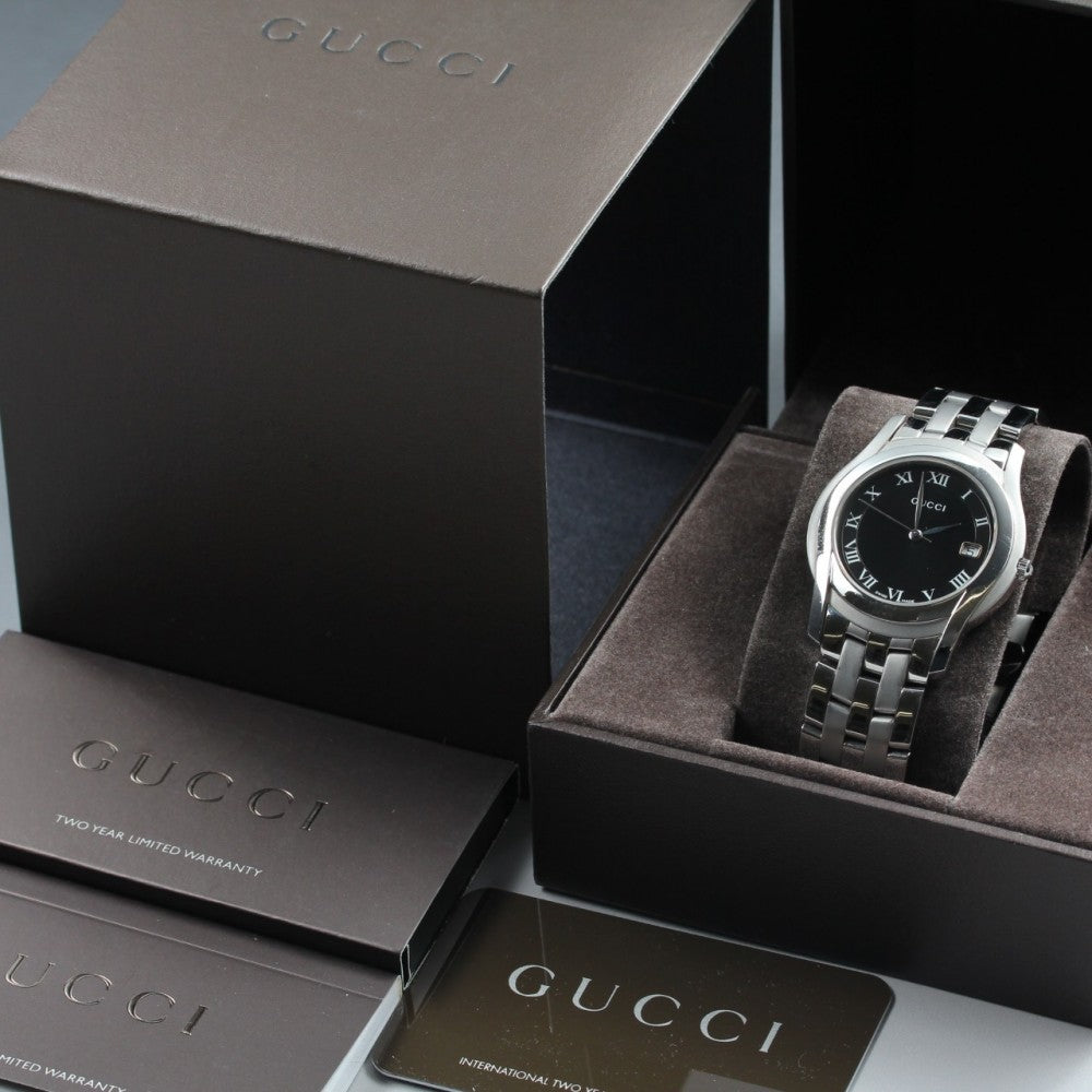 Near MINT GUCCI 5500M Black Quartz 34.2mm Men's Watch