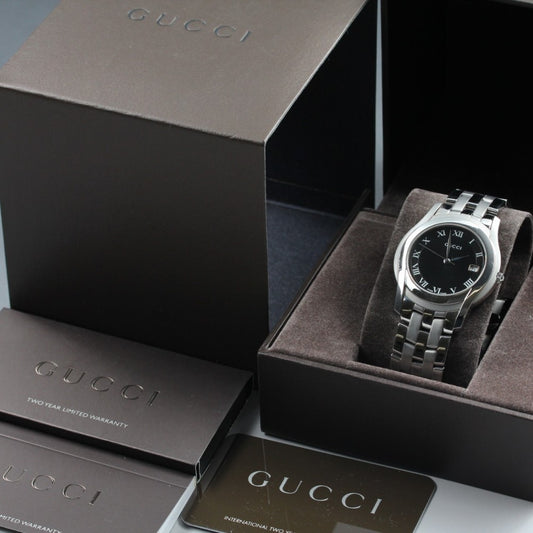Near MINT GUCCI 5500M Black Quartz 34.2mm Men's Watch