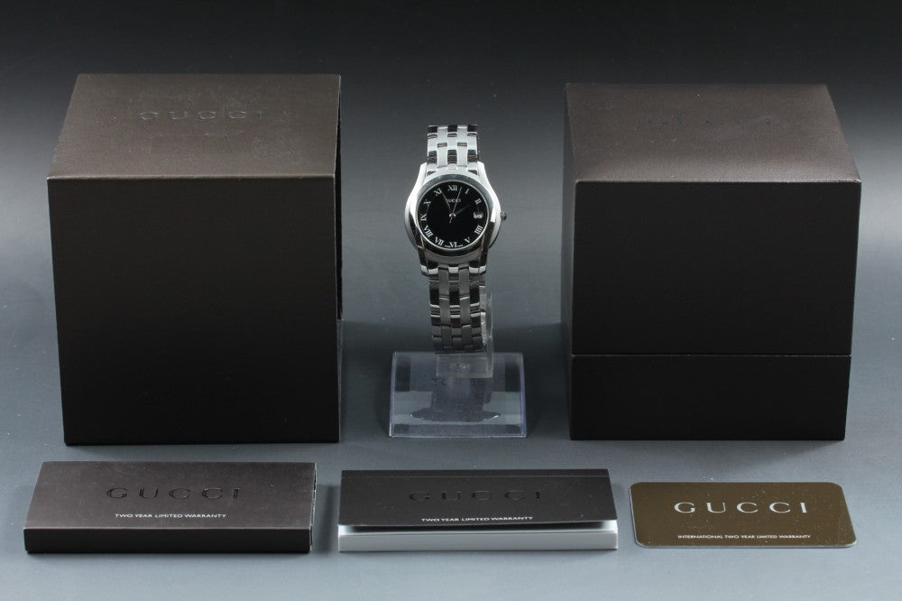 Near MINT GUCCI 5500M Black Quartz 34.2mm Men's Watch