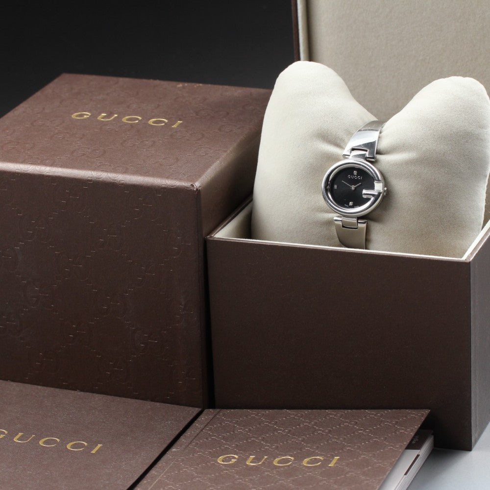 Near MINT GUCCI G Balloon 134.5/YA134505 Black Quartz 26.8mm Ladies Watch