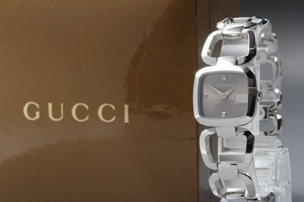 Near MINT GUCCI G Collection 125.5 Brown Quartz 23.9mm Ladies Watch