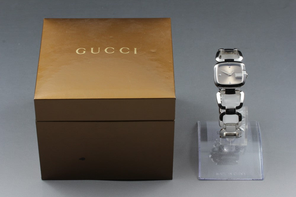Near MINT GUCCI G Collection 125.5 Brown Quartz 23.9mm Ladies Watch