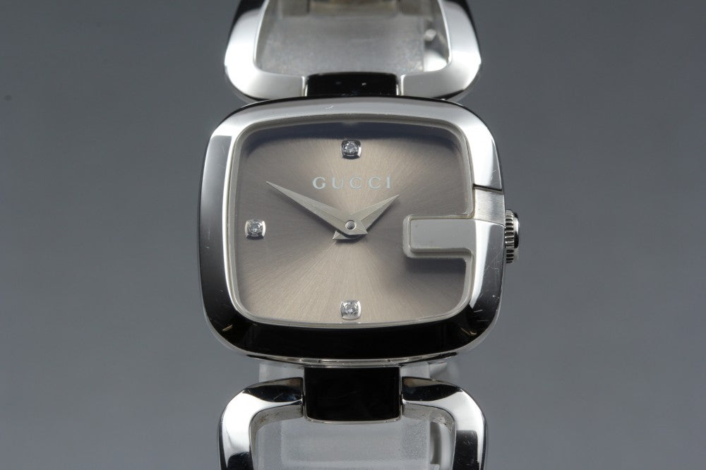 Near MINT GUCCI G Collection 125.5 Brown Quartz 23.9mm Ladies Watch