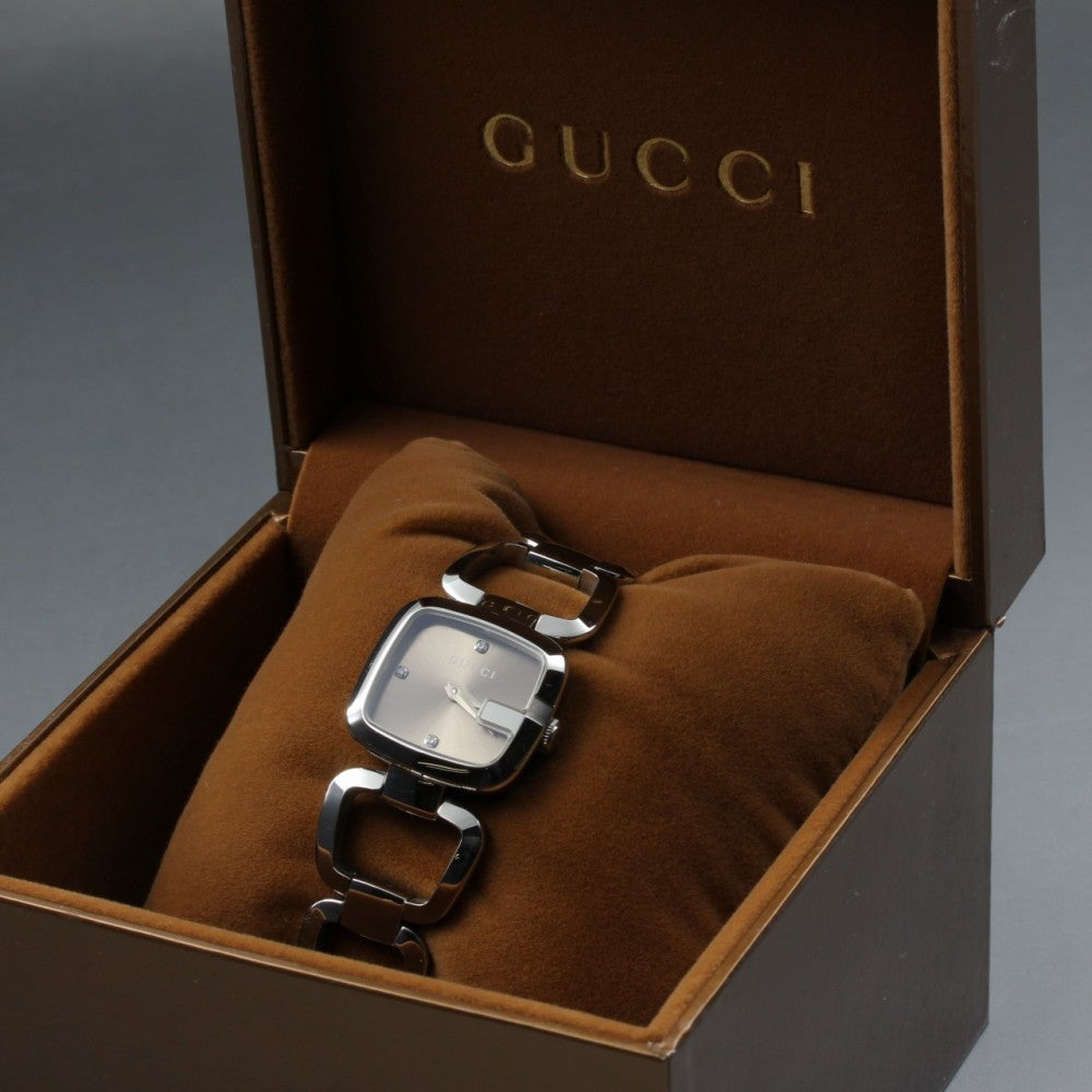Near MINT GUCCI G Collection 125.5 Brown Quartz 23.9mm Ladies Watch