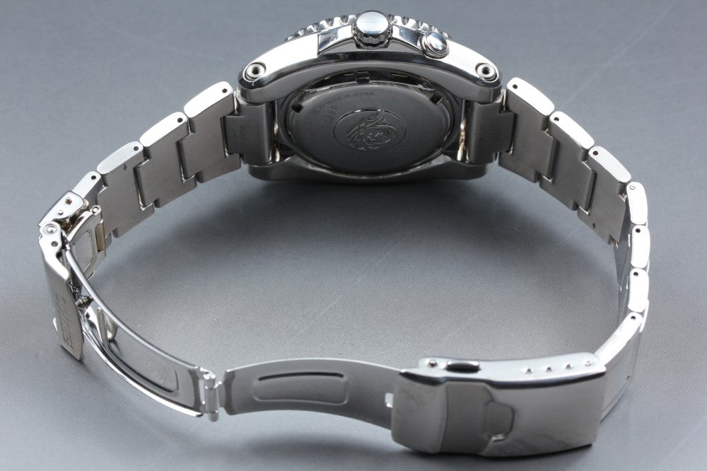 Near MINT SEIKO Kinetic Scuba 200m 5M62-0BL0 Black Quartz 41.4mm Men's Watch