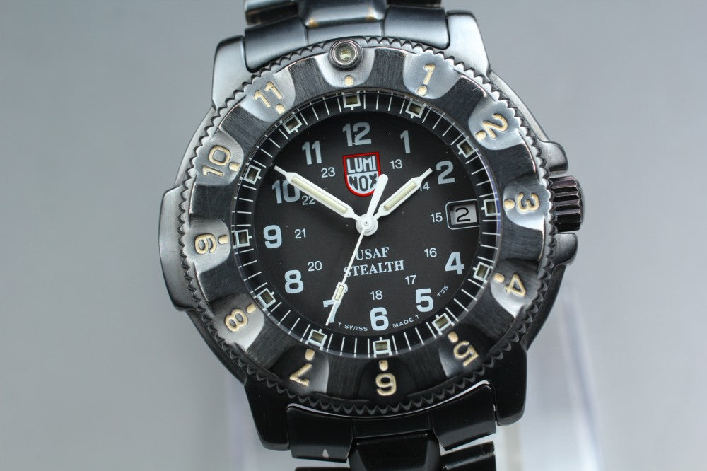 Near MINT LUMINOX F-117 NIGHTHAWK 3400 Black Quartz 39.7mm Men's Watch