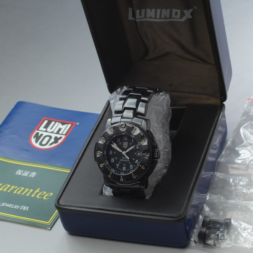 Near MINT LUMINOX F-117 NIGHTHAWK 3400 Black Quartz 39.7mm Men's Watch
