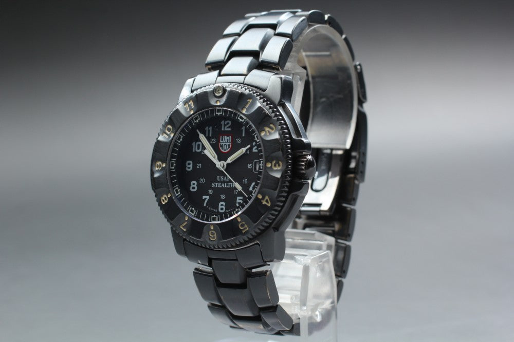 Near MINT LUMINOX F-117 NIGHTHAWK 3400 Black Quartz 39.7mm Men's Watch