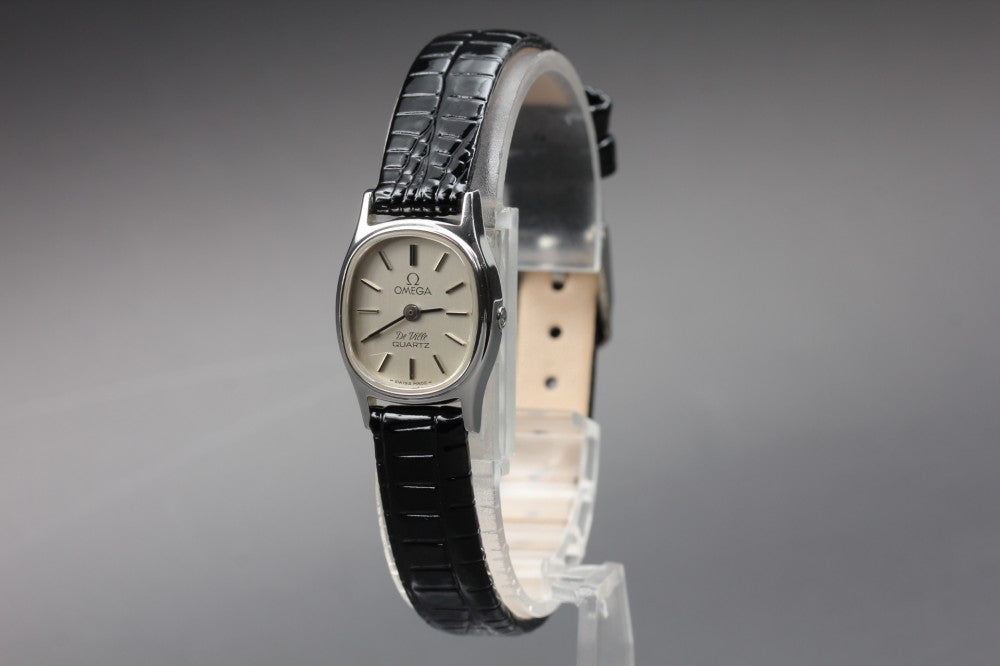 Near MINT OMEGA De Ville Cal.1353 Silver Quartz 17.6mm Ladies Watch