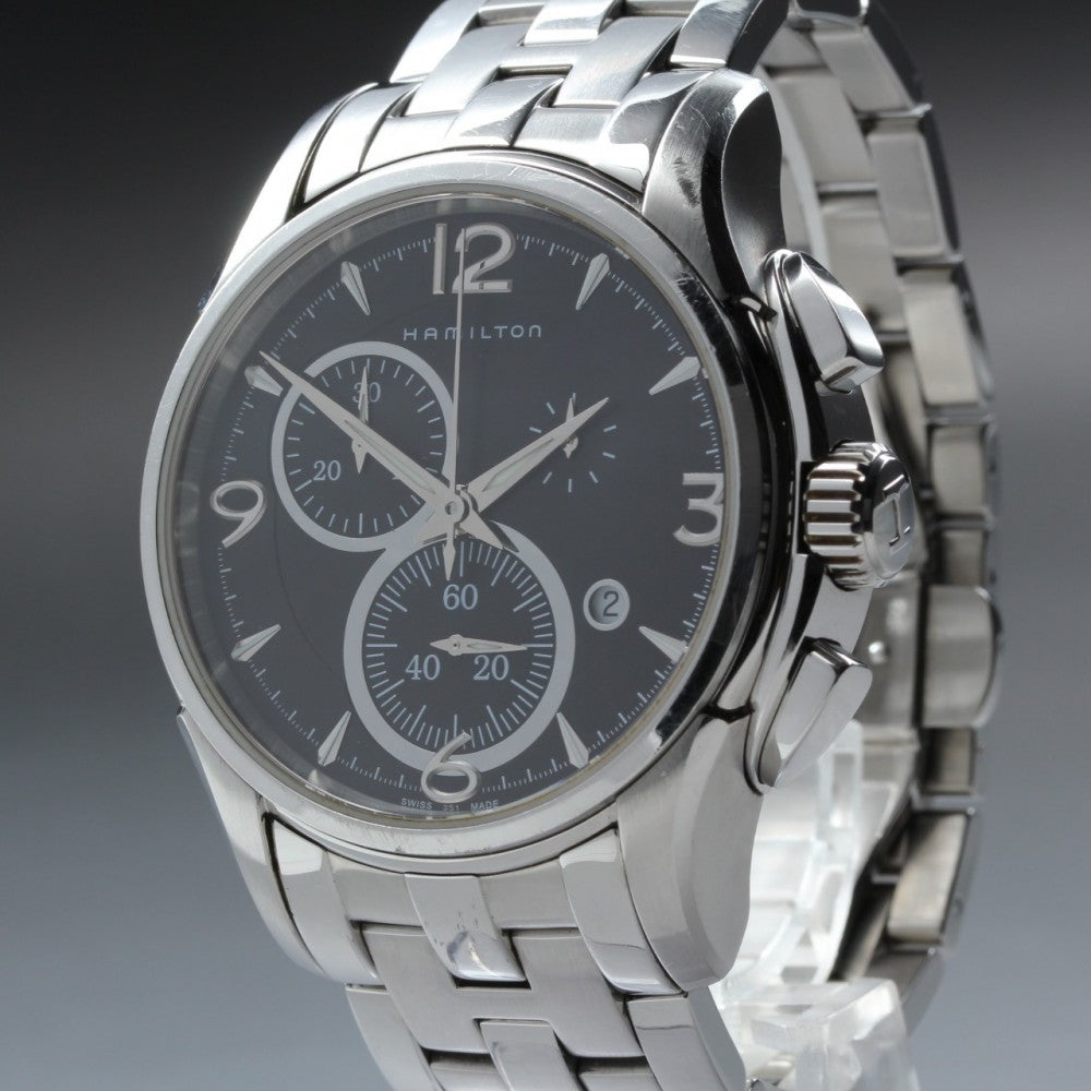 Near MINT HAMILTON Jazzmaster H326120 Black Quartz 40.6mm Men's Watch