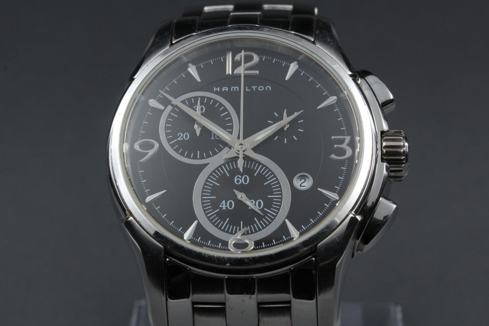 Near MINT HAMILTON Jazzmaster H326120 Black Quartz 40.6mm Men's Watch