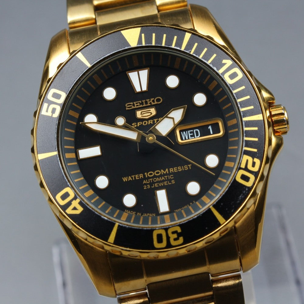 Near MINT SEIKO Seiko 5 Sports SNZF22/7S36-03C0 Black Auto 41.1mm Men's Watch