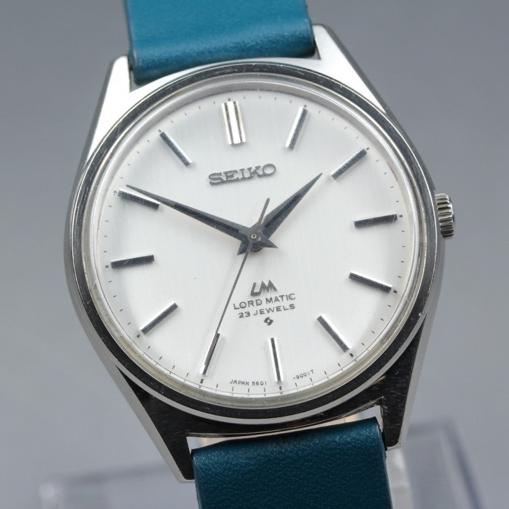 Near MINT SEIKO Lord Matic 5601-9000 Silver Auto 34.8mm Men's Watch 1970