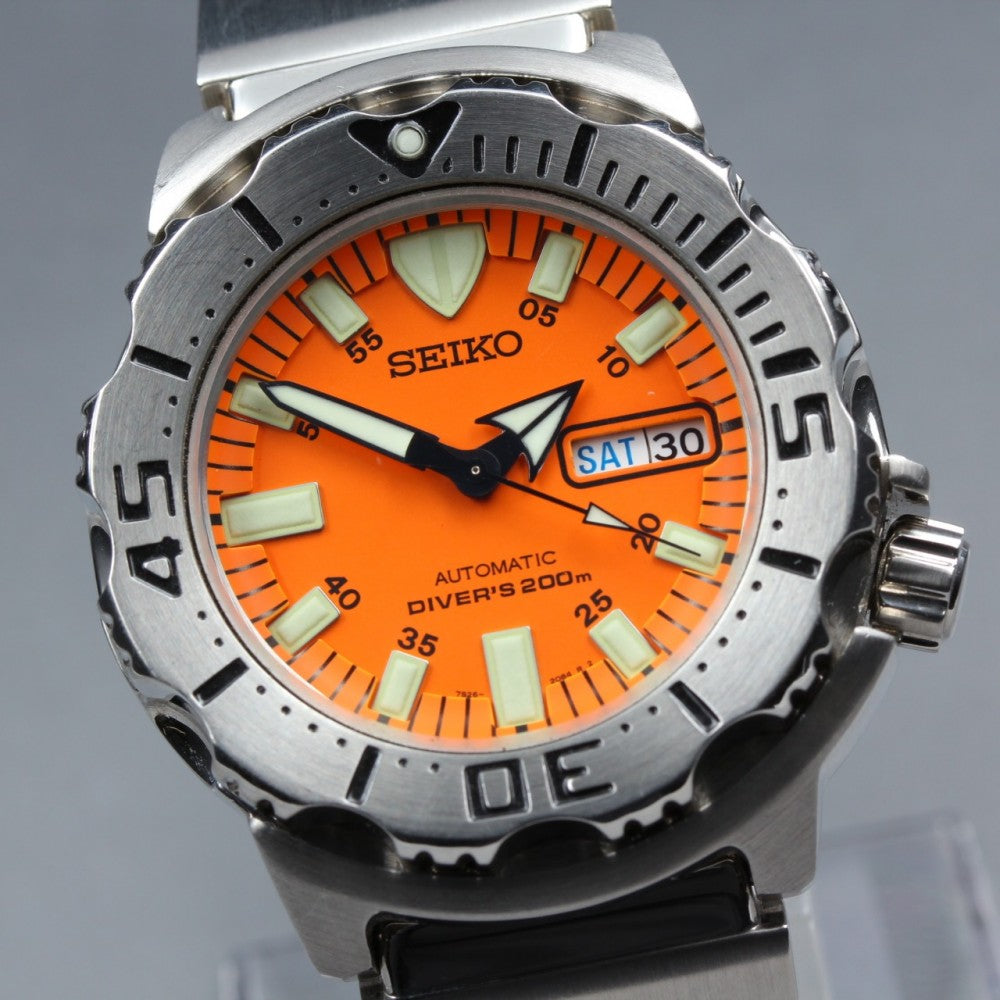 Near MINT SEIKO 7S26-0350 Orange Auto 41.5mm Men's Watch